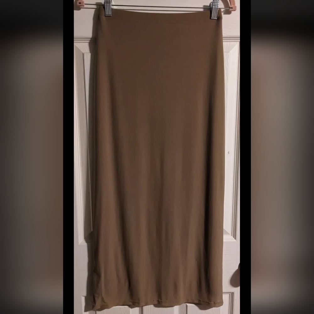 TWIN That's What I Need Tan Midi Skirt S Stretchy High Waist Bodycon